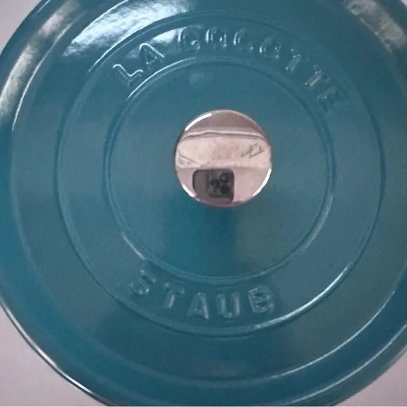 Le Creuset STAUB #24 4qt 9-3/8” Cast Iron Dutch Oven Turquoise - Made In France - Picture 7 of 8